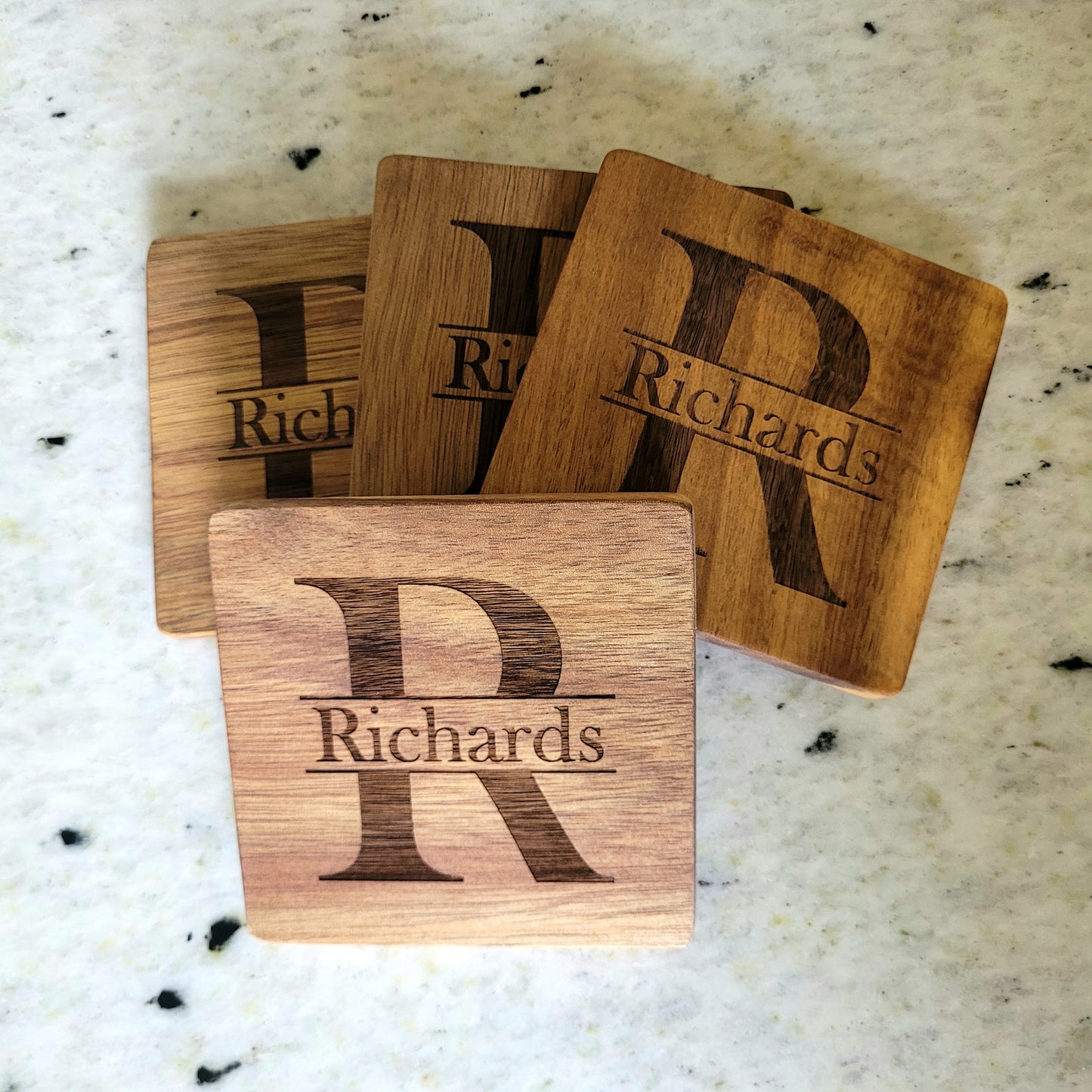 Set of 4 | Square Acacia Wood Coasters