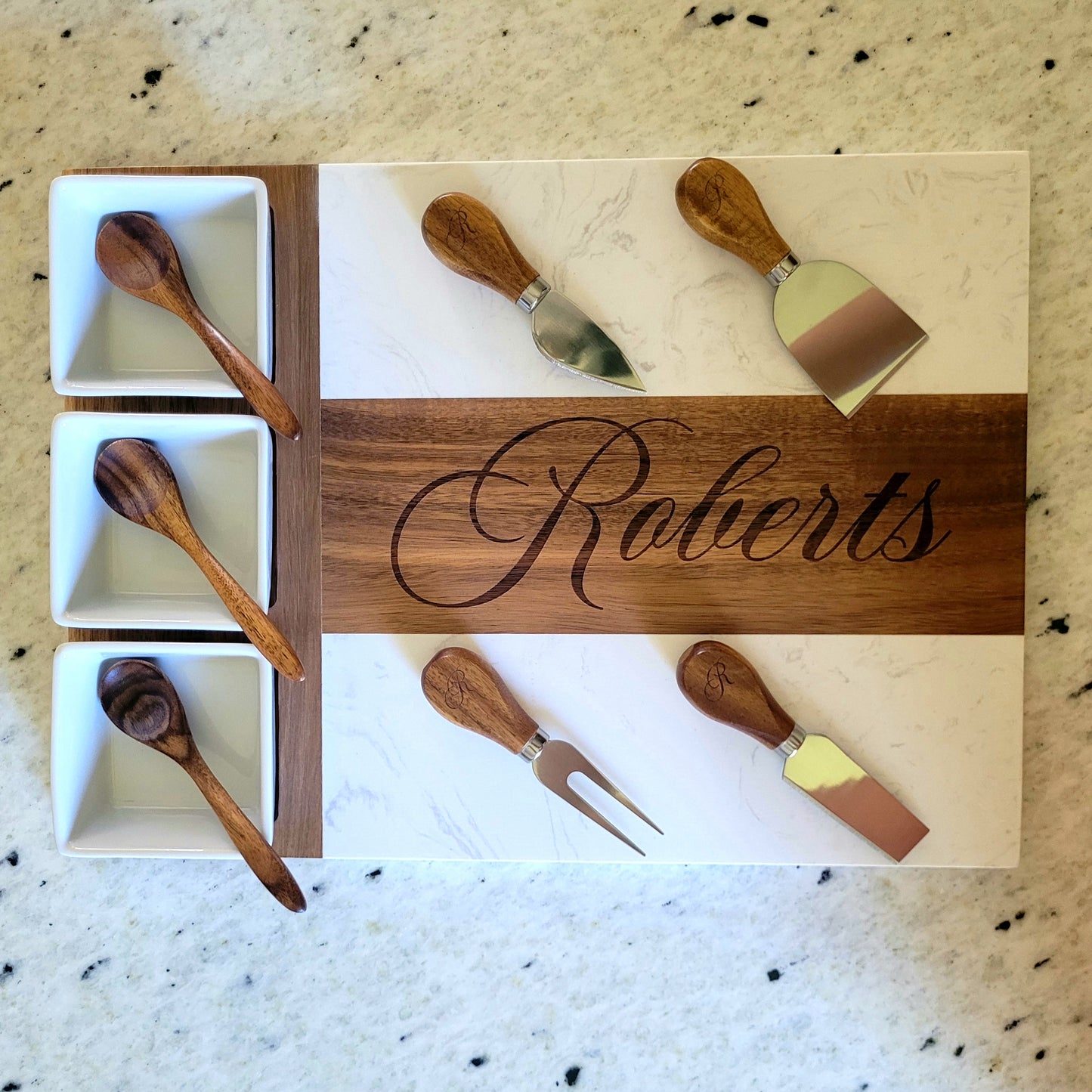 Luxe Wood & Marble Charcuterie Board