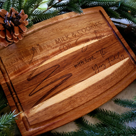Personalized “Milk & Cookies for Santa” Acacia Board