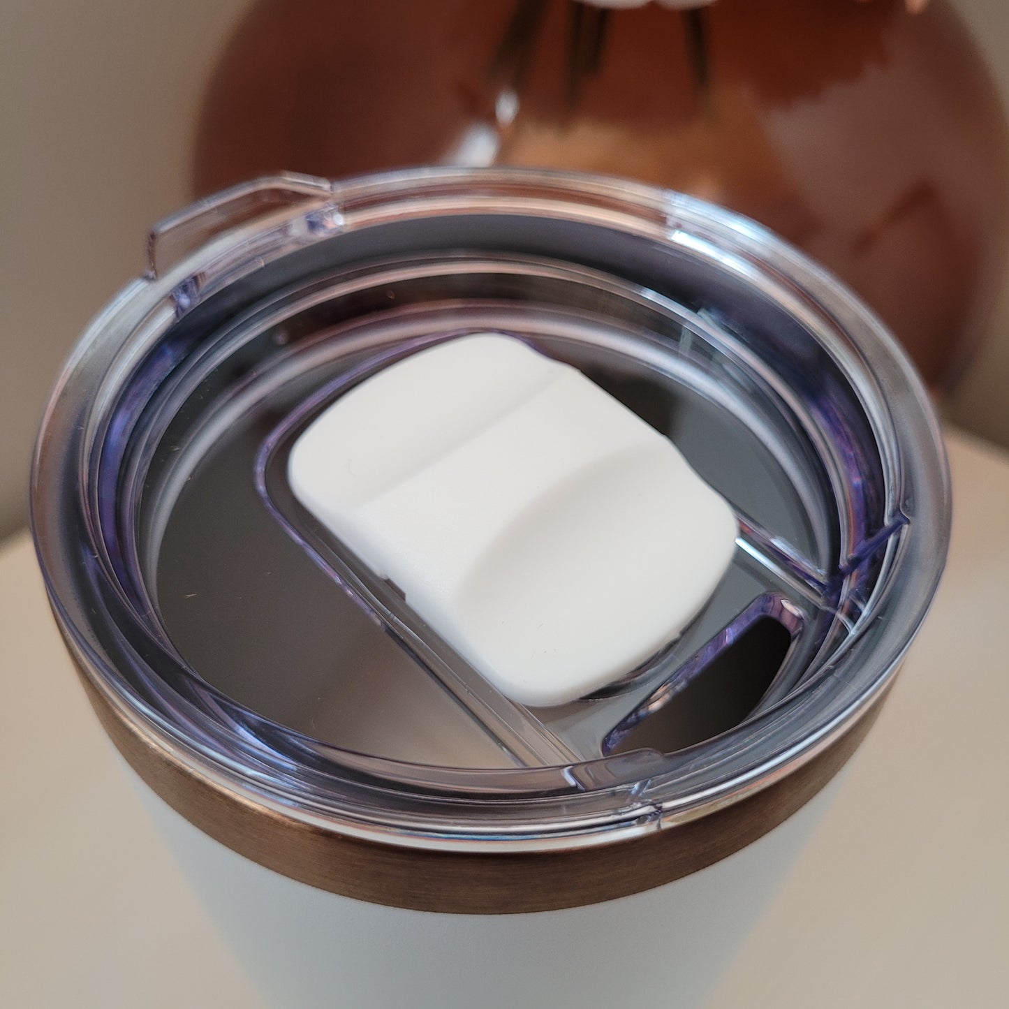 Coffee Tumbler | White with Copper Engraving