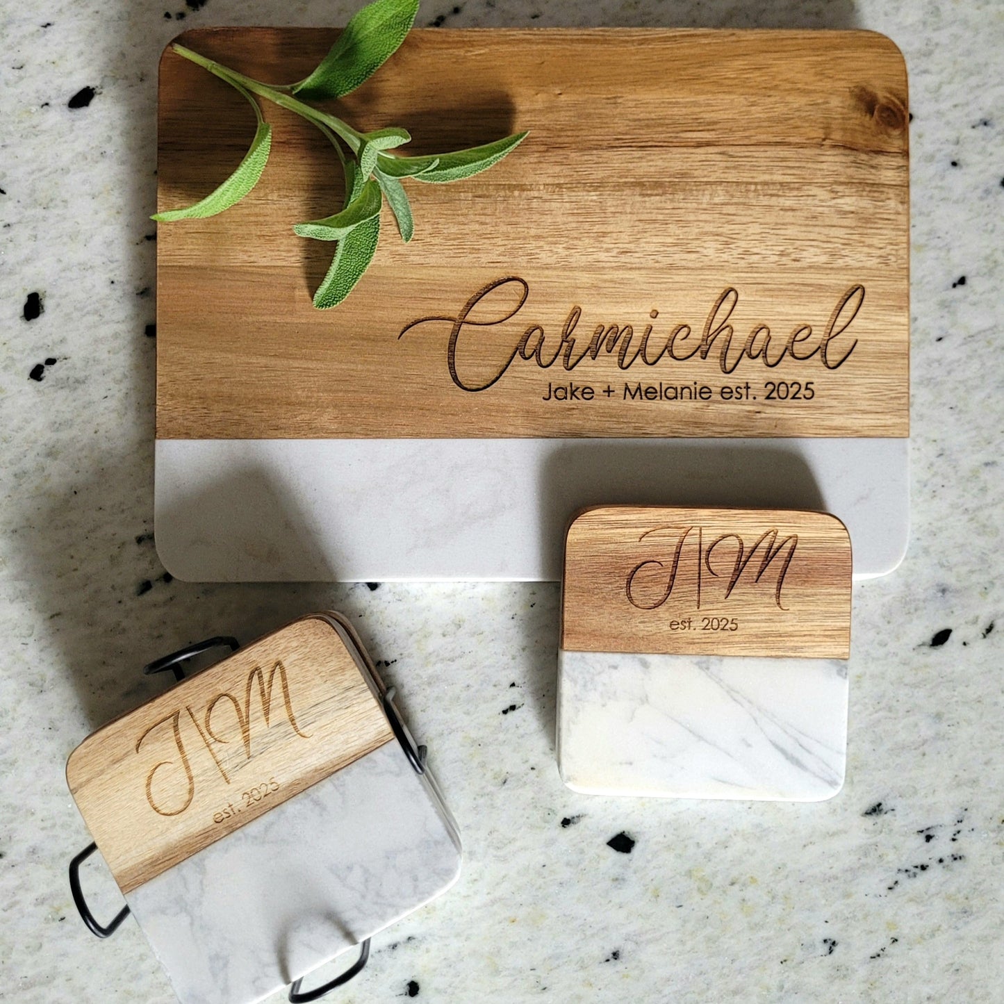 Acacia & Marble Serving Board