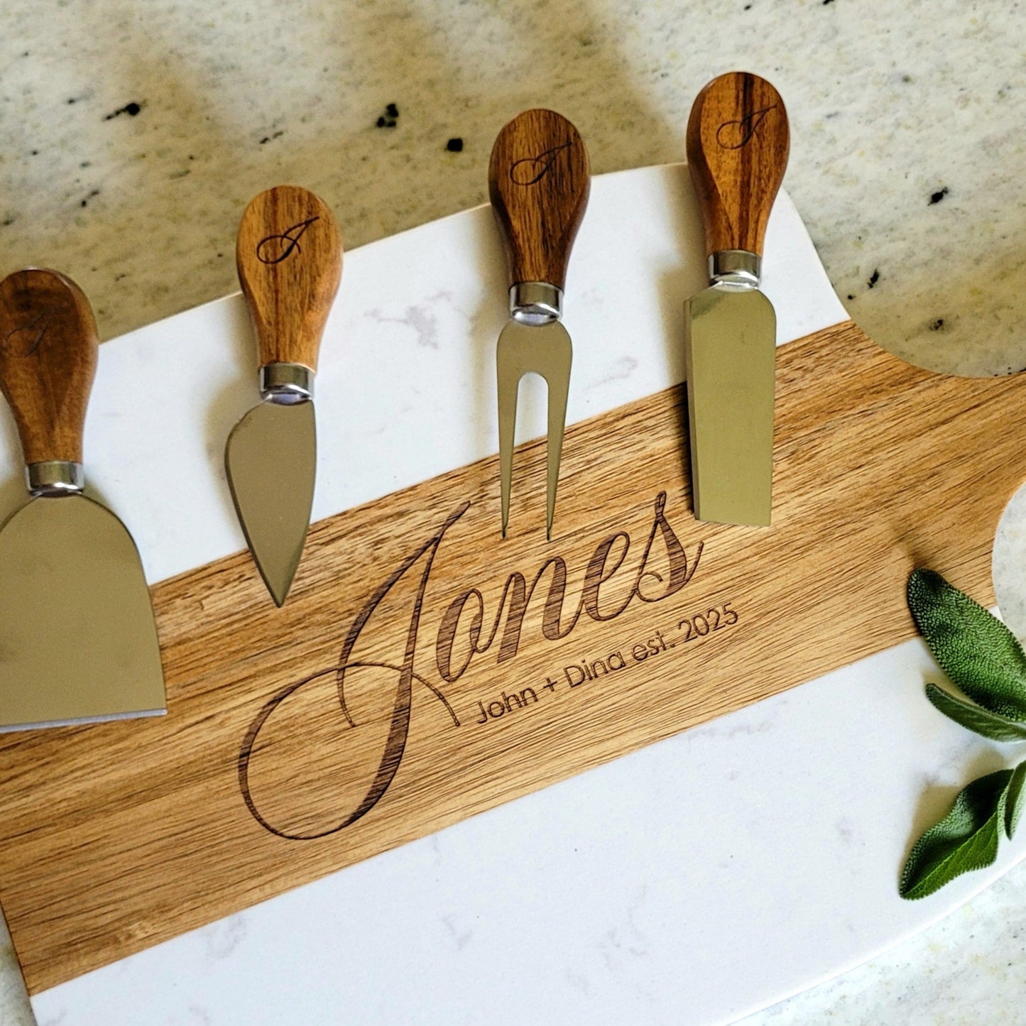 Premium Marble & Acacia Wood Serving Board Set