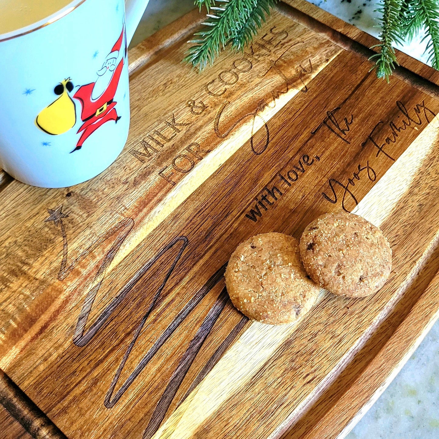Personalized “Milk & Cookies for Santa” Acacia Board