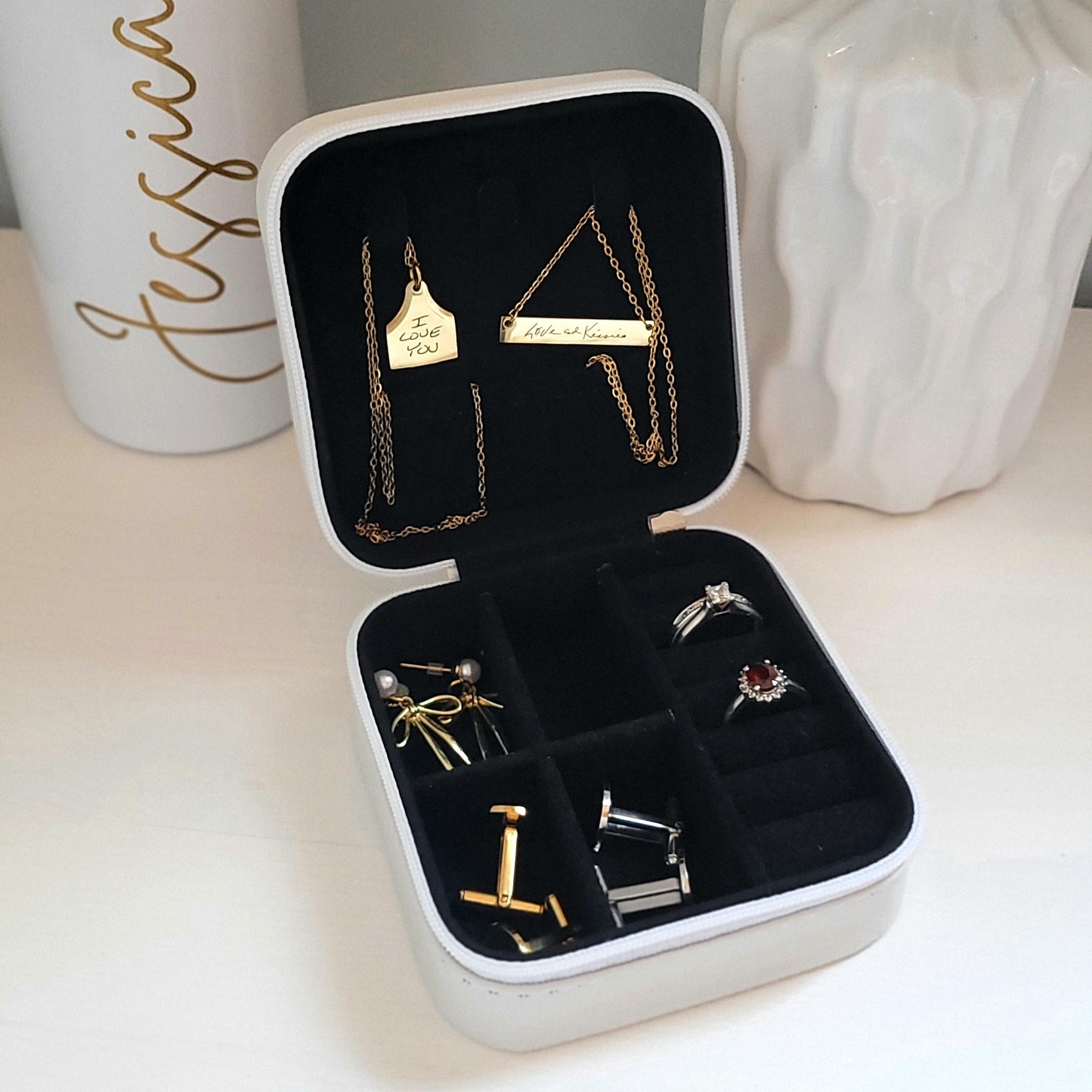 Vegan Leather Travel Jewelry Box