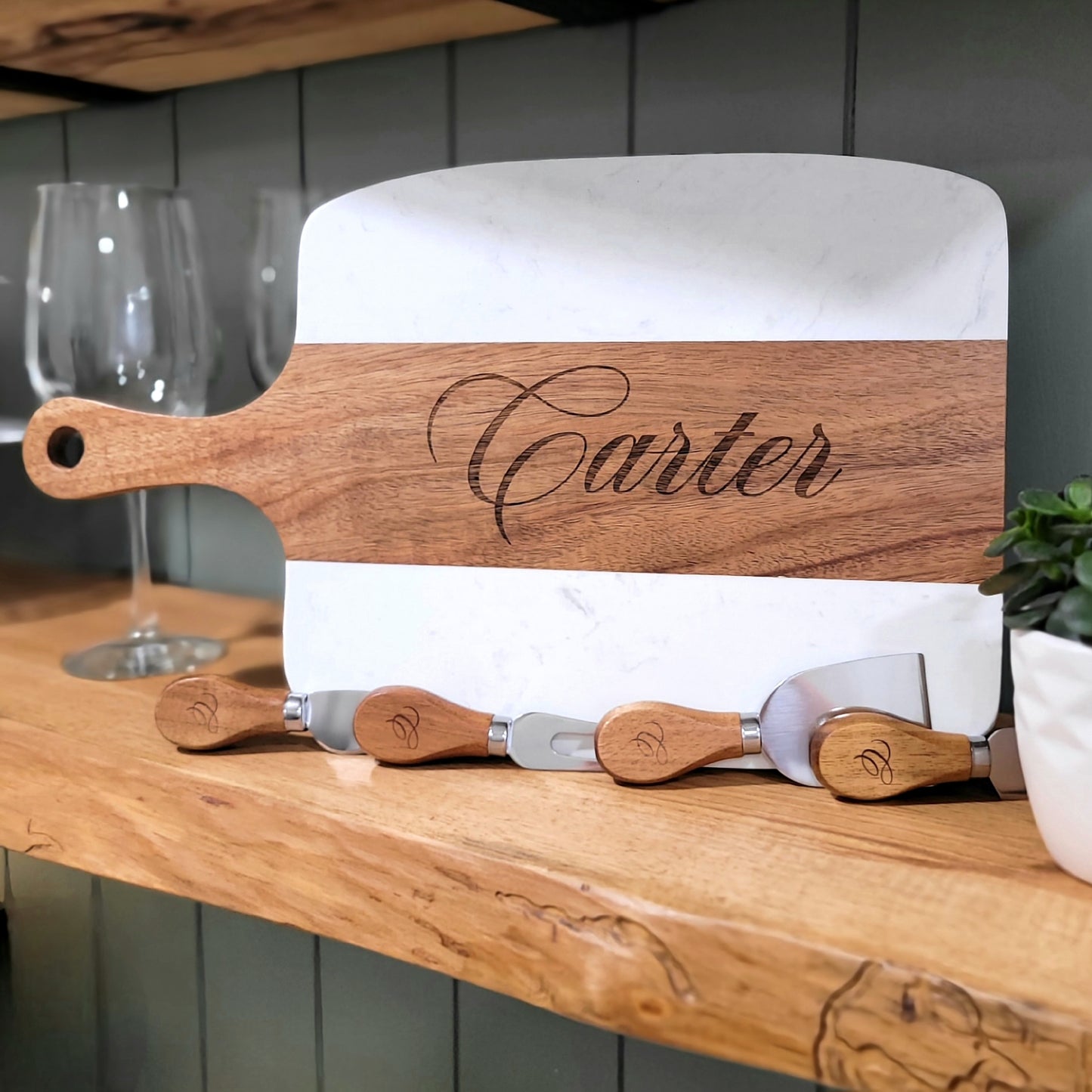 Premium Marble & Wood Serving Board Set