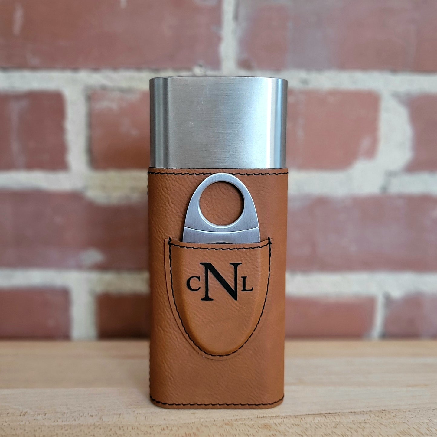 Vegan Leather Travel Cigar Case with Cutter