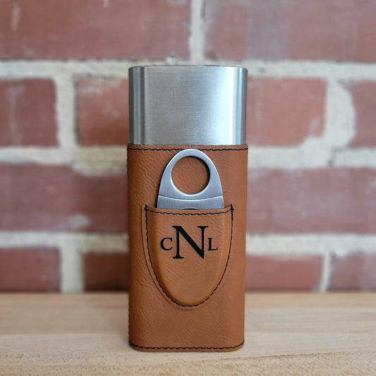 Vegan Leather Travel Cigar Case with Cutter